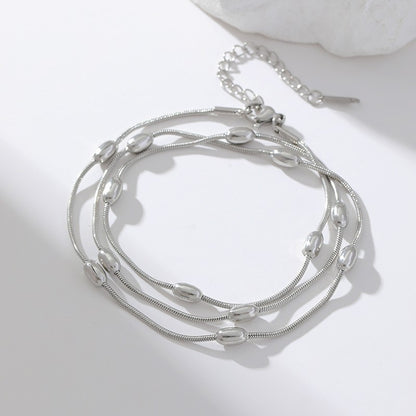 Pulseira de Corrente de Contas de Aço Inoxidável 316L EILIECK para Mulheres, Charme de Metal Banhado a Ouro 18K, Joia Moderna com Design Exclusivo