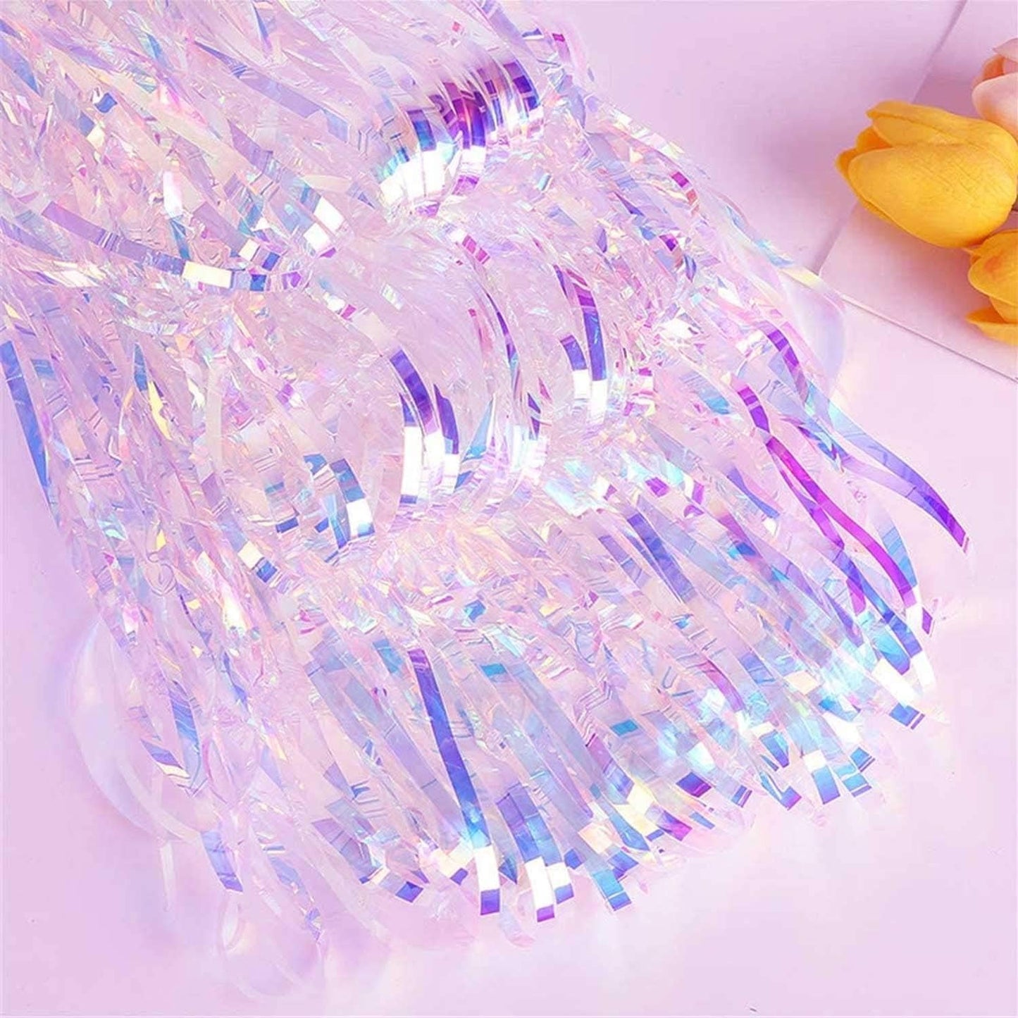 Shiny Corlorful Metallic Tinsel Foil Fringe Curtains Photo Booth Props for Engagement Bridal Shower Celebration Party Decoration