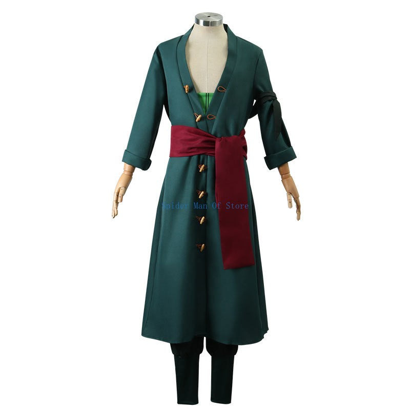 Roronoas Cosplay Costume Anime Kimono Robe Zoro Cloak Uniform Halloween Outfits With Earrings For Comic Con