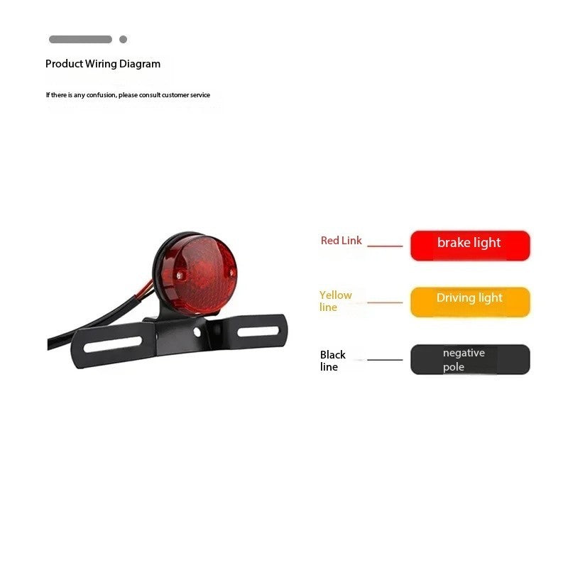 Motorcycle Retro Red Rear Tail Brake Stop Light Lamp W/ License Plate Mount for Harley Honda Suzuki Chopper Bobber