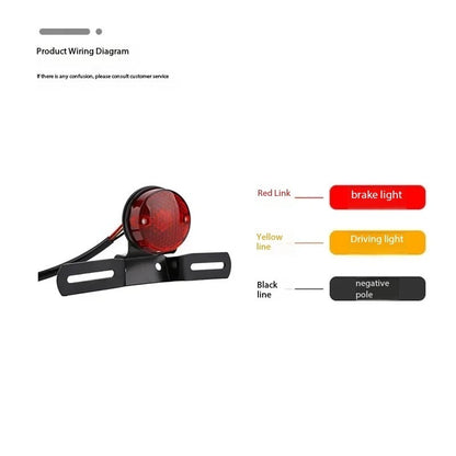 Motorcycle Retro Red Rear Tail Brake Stop Light Lamp W/ License Plate Mount for Harley Honda Suzuki Chopper Bobber