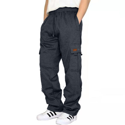 Men’s Loose Cargo Pants Casual Drawstring Elastic Waist Wide Leg Athletic Sweatpants Outdoor Trousers