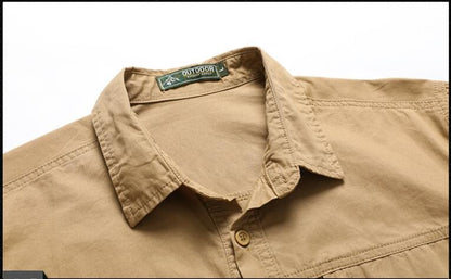 New Spring Men Long Sleeved Cargo Shirts High Quality Man Outdoor Multi Pockets Loose Tooling Shirts Male Casual Shirts Size 5X