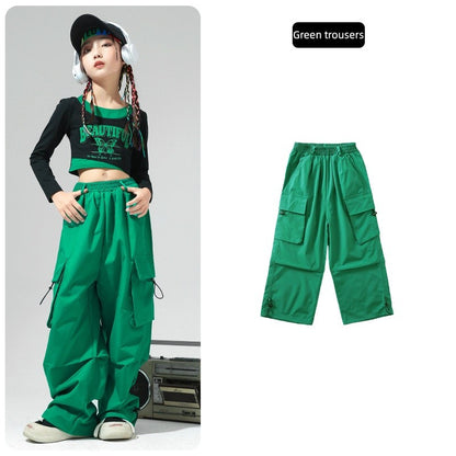 Roupa de Bebê Roupa Infantil da Moda Calças Cargo Menina Dança Hip-hop Roupa Larga de Rua Calças Infantis Casuais Meninas