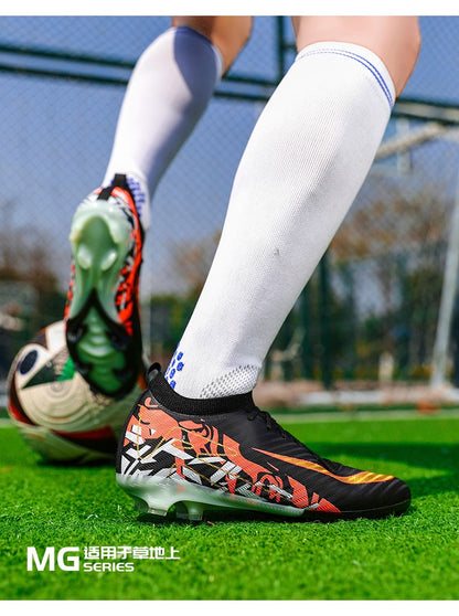 New Men Football Boots Training Long Spikes Soccer Shoes Sneakers Original  Drop Shipping Futsal Cleats Match Ultralight Indoor