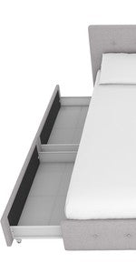 Cama de Plataforma Estofada com 28 cm de Altura para Suporte Elevado de Colchão, Não Necessita de Box Spring, Queen, Couro Sintético Preto