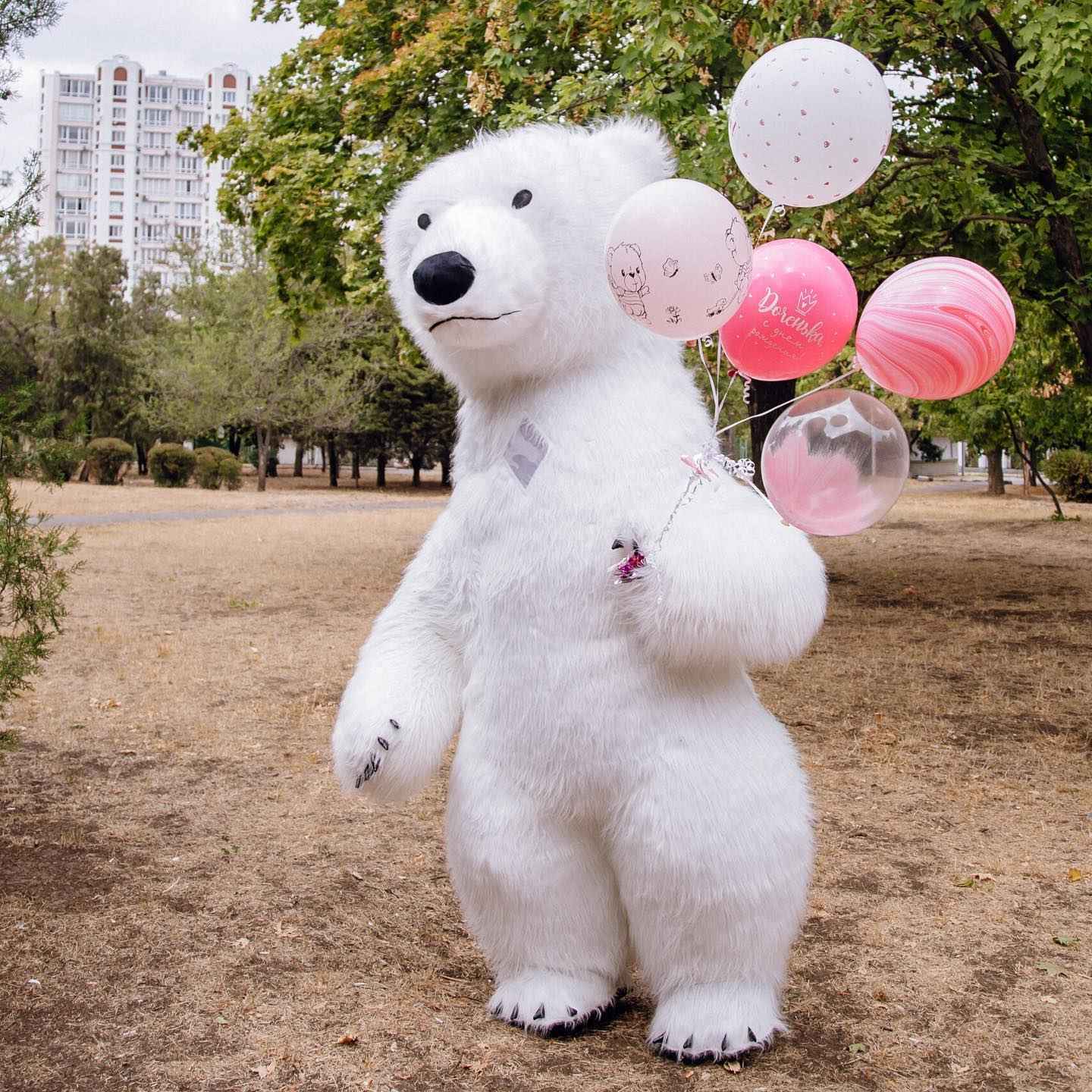 US stock Inflatable Polar Bear Costume Mascot for Advertising Christmas Halloween Adult Fursuit Panda Gorilla Carnival Suit