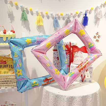 1pc 55.88 cm Photo Frame Foil Balloon with "Happy Birthday!" Written on It - Design - Perfect for Birthday Party Decorations And