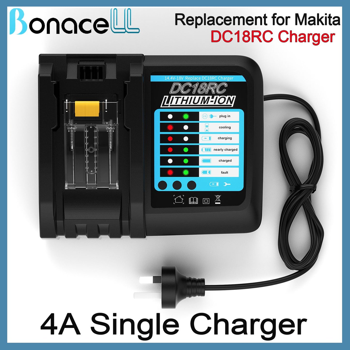 Para Carregador Duplo Makita 18V 6A Plugue UK EU AU US Substituição Para Bateria de Lítio Makita 18V Para Carregador Makita DC18RC DC18RD