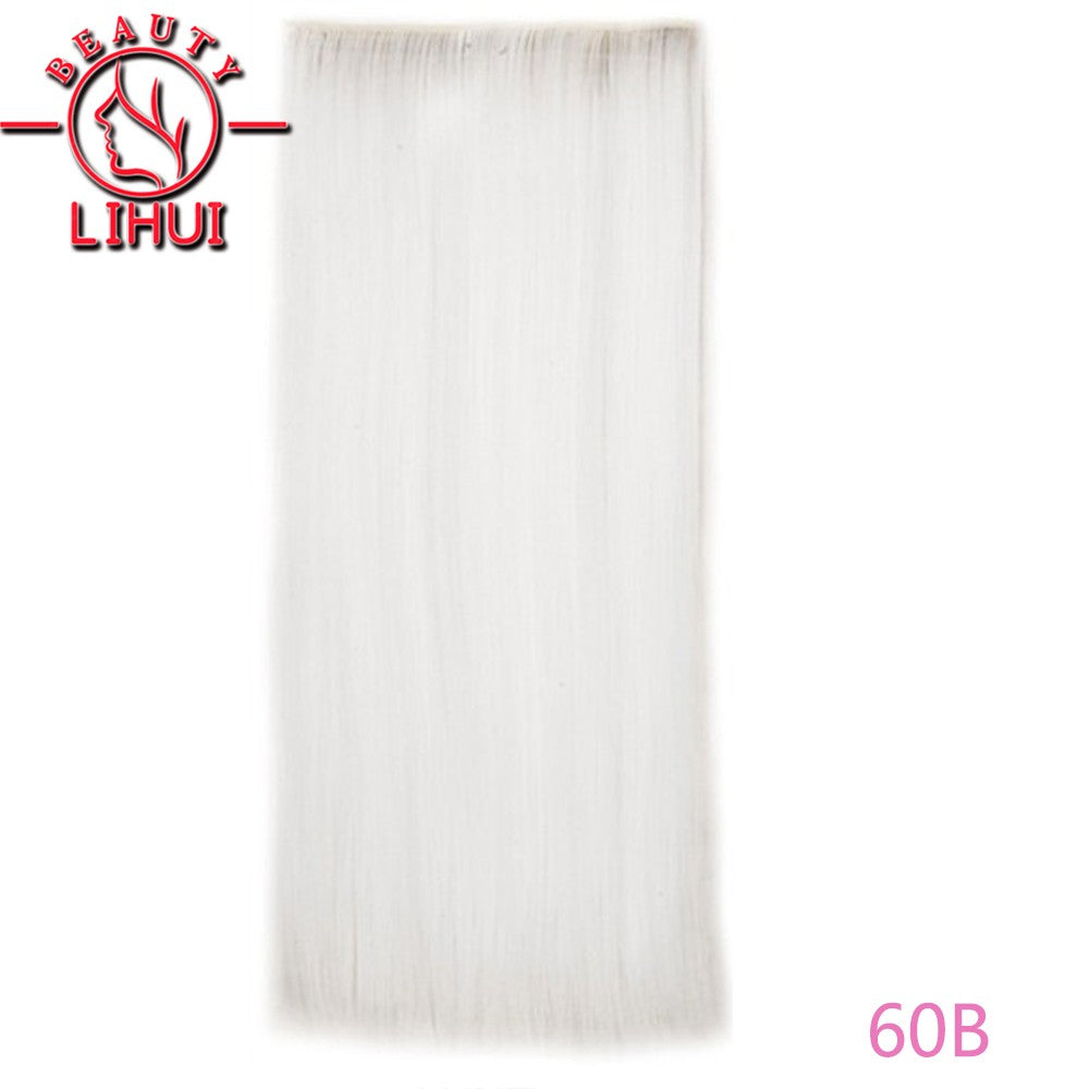 Extensões de cabelo sintéticas com clipe, longas e lisas, com 5 clipes em uma única peça, extensões de cabelo multicoloridas LIHUI