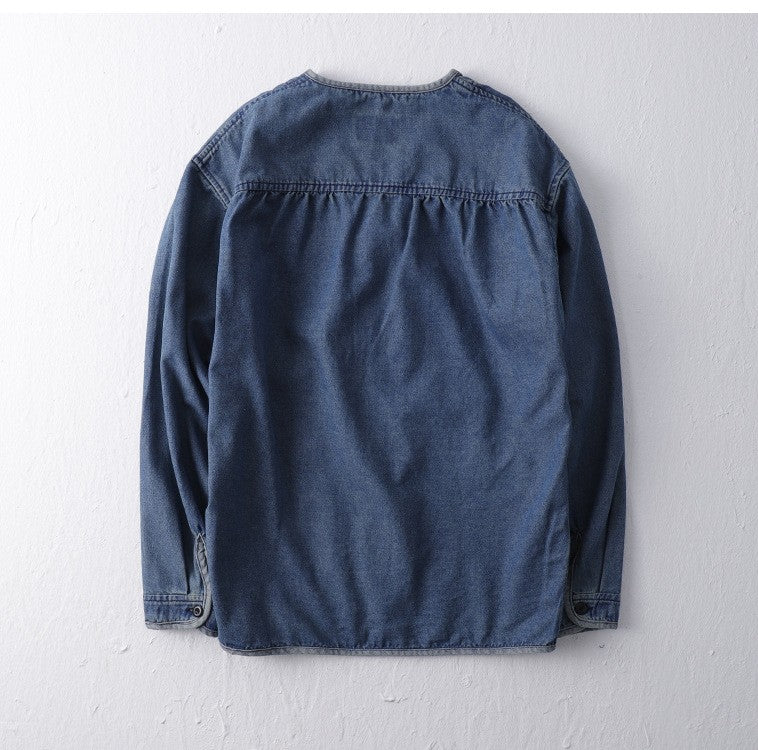 Amekaji Japan Retro Heavy Washing Workwear Clothes 100% Cotton Denim Jacket Men's Trendy Cardigan Top Taoist Robe Men's Jacket