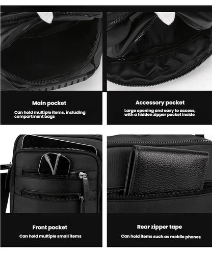 Fashionable Men's Crossbody Bag, Adjustable Shoulder Strap, Multiple Pockets, Business Bag, Commuting Bag, Daily Bag, Etc