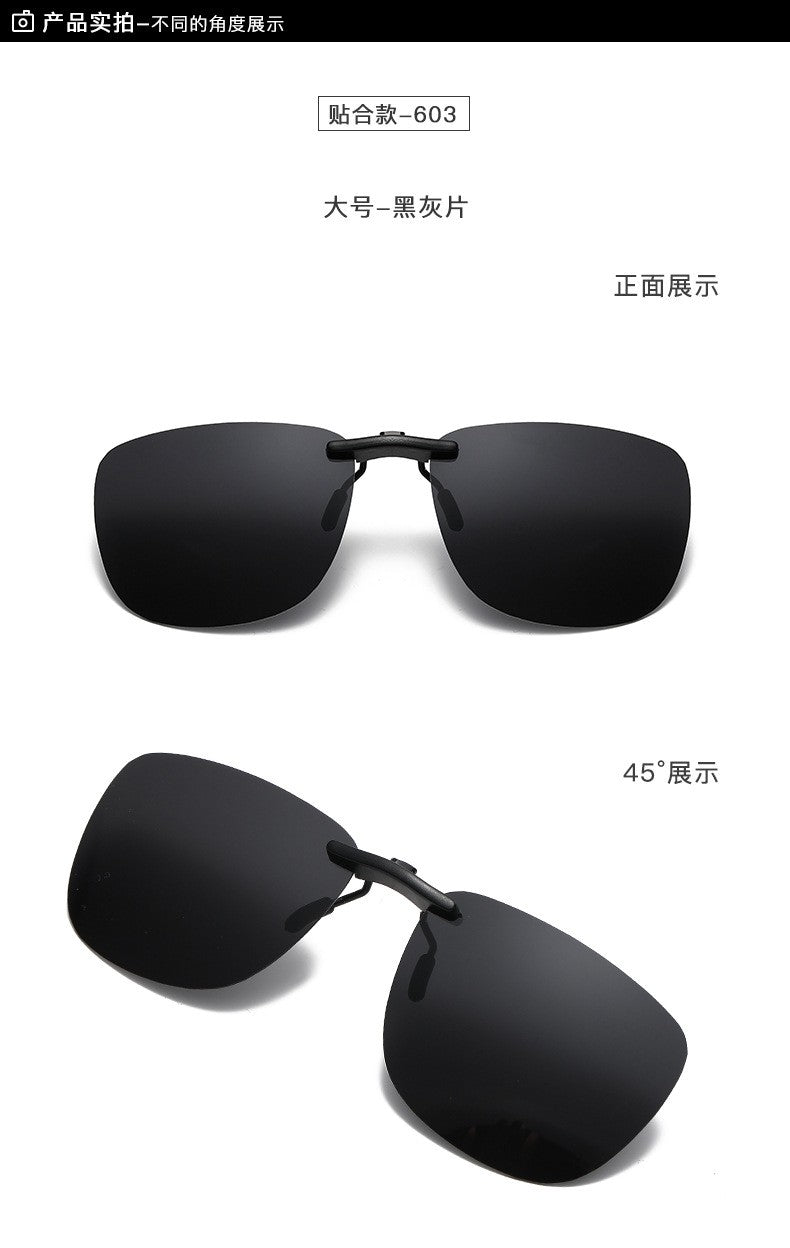 Square Clip on Sunglasses Women Polarized Black Lens UV400 Night Vision Driving Men Goggles Clips Anti Glare Vintage Glasses