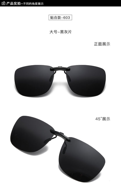 Square Clip on Sunglasses Women Polarized Black Lens UV400 Night Vision Driving Men Goggles Clips Anti Glare Vintage Glasses
