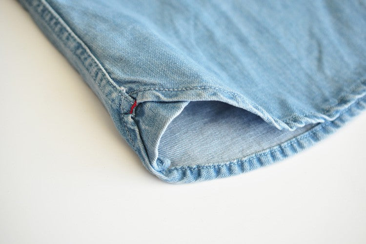 SauceZhan Chambray shirt  men shirt long sleeve Denim Shirt Cotton Casual Wash Shirt Mens Dress Shirts Jeans Shirts Slim