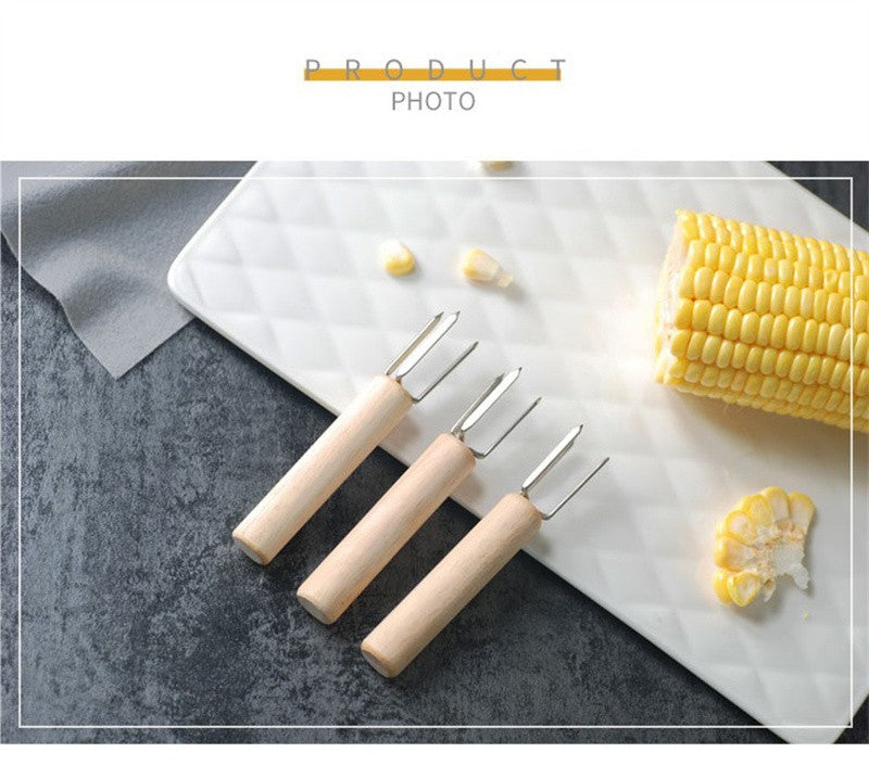 2/4/8Pcs Corn Holders Stainless Steel Wooden Handle Cob Skewers BBQ Anti Scalding Fruit Forks Outdoor Camping Cooking BBQ Tool