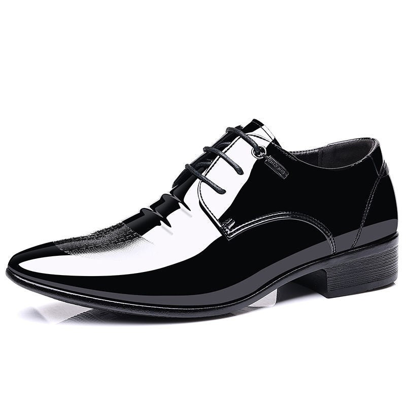 Sapatos Sociais Masculinos de Amarrar em Couro Envernizado Preto Bico Fino Estilo 2025 Preço Baixo Luxo Designer Escritório Terno 39 Masculino