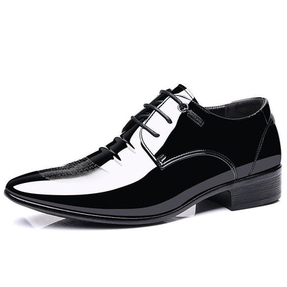Sapatos Sociais Masculinos de Amarrar em Couro Envernizado Preto Bico Fino Estilo 2025 Preço Baixo Luxo Designer Escritório Terno 39 Masculino