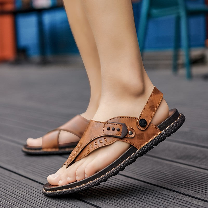 Sandals for men summer breathable and anti slip herringbone sandals dual-use for both external and soft soled men's beach shoes