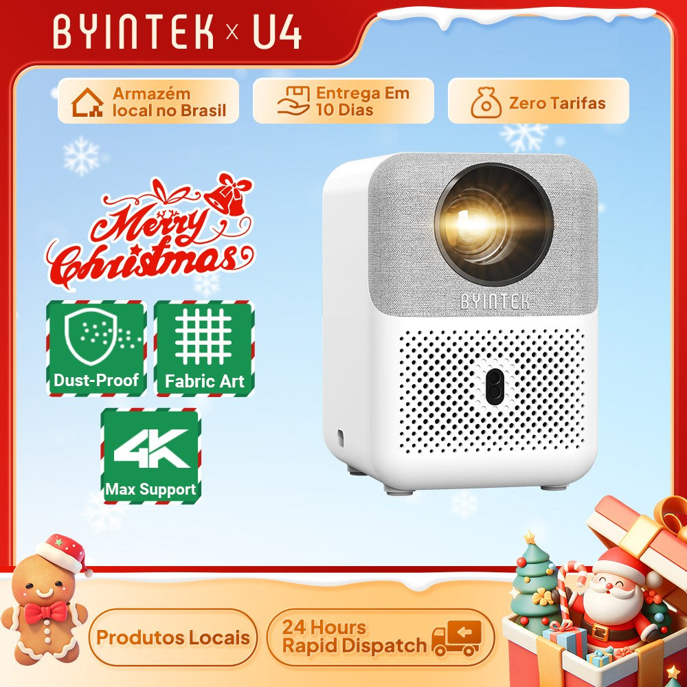Projetor BYINTEK LOVE U4 4K Smart 1080P Mini Home Theater Vídeo Android WIFI para Smartphone Cinema