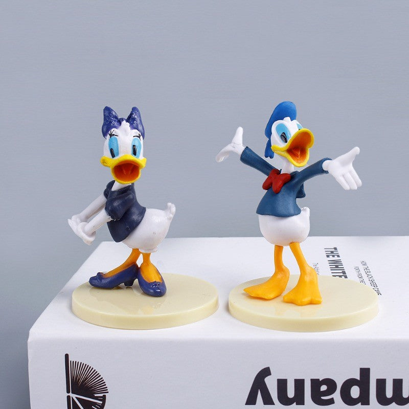 Promoção de 6 pçs/conjunto de Bonecos de Ação Disney Mickey Mouse Minnie Pato Donald em PVC para Bolo, Decoração de Coleção, Presentes Infantis