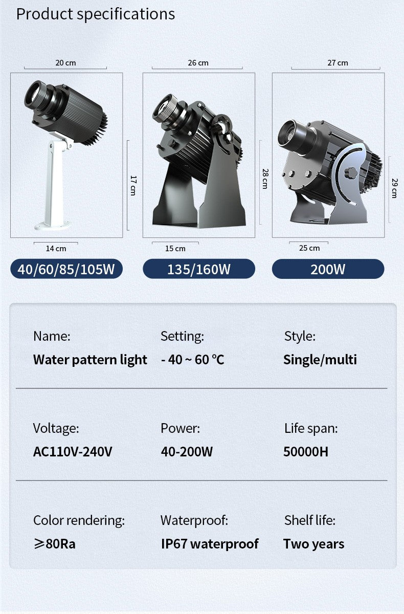 Waterproof Outdoor Water Wave Oecen Wave Light Water Wave Effect Projector with gobo projector