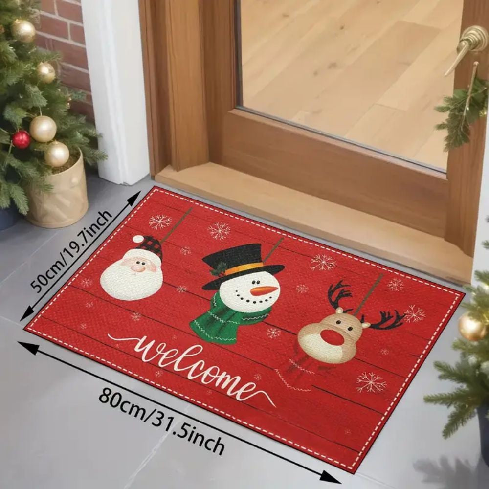 VIKAMA Modern Style Christmas Bath Door Mat Non-Slip Absorbent Rug Water Absorbing Skid-Resistant Mat for Bathroom Home Decor