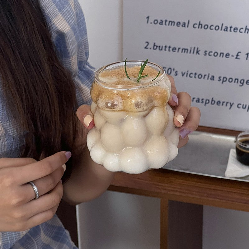 Copo de Vidro INS Copo Térmico Resistente ao Calor Transparente para Suco Leite Café Design Único Copo de Vidro Rosa 3D Copos de Água Utensílios de Bar