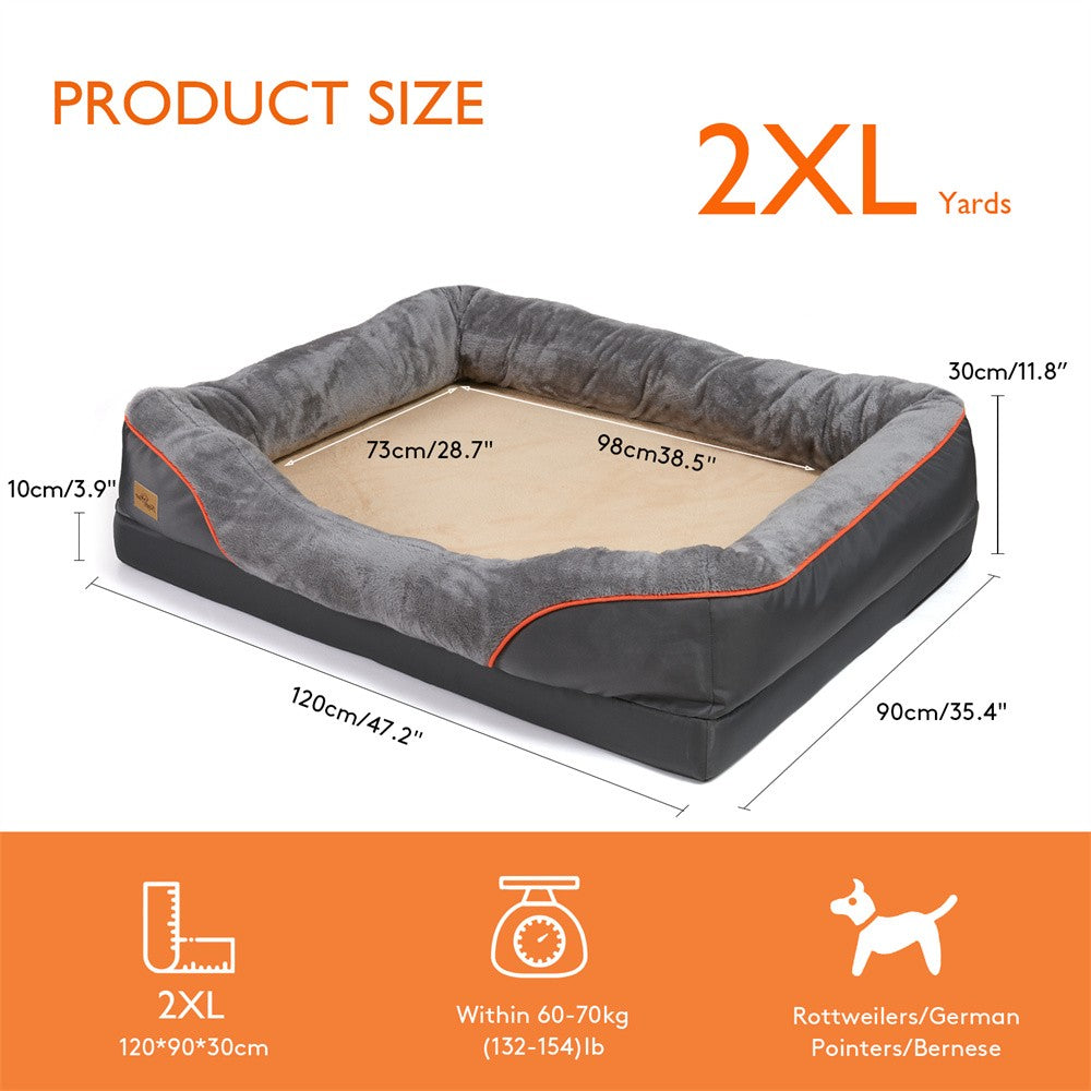 Cama Ortopédica Grande Jumbo para Cães Espuma de Memória Sofá para Animais de Estimação Impermeável Almofada Elevada Quente para Filhotes Capa Removível