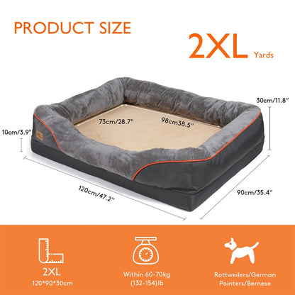 Cama Ortopédica Grande Jumbo para Cães Espuma de Memória Sofá para Animais de Estimação Impermeável Almofada Elevada Quente para Filhotes Capa Removível