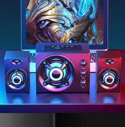 HIFI 3D Stereo Speakers Colorful LED Heavy Light AUX USB Wired Wireless Bluetooth Audio Home Theater Surround Sound Bar TV
