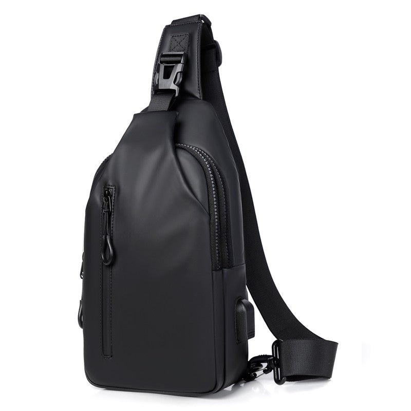 Multifunctional chest bag, men's cross bag with USB charging port and adjustable shoulder strap, suitable for daily commuting