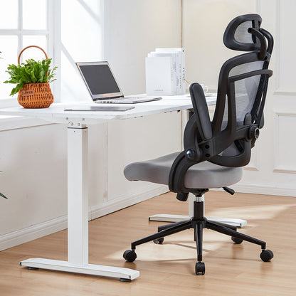 Cadeira de Escritório Ergonômica JHK com Apoio Lombar Ajustável em Mesh, Inclinação de 120°, Encosto Alto Confortável e Braços Macios Retráteis
