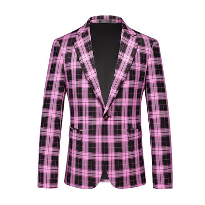 Single Breasted Plaid Suit Men's Clothing Fashion Simple Men Business Social Wedding Party Tuxedo Dress Blazers Jacket
