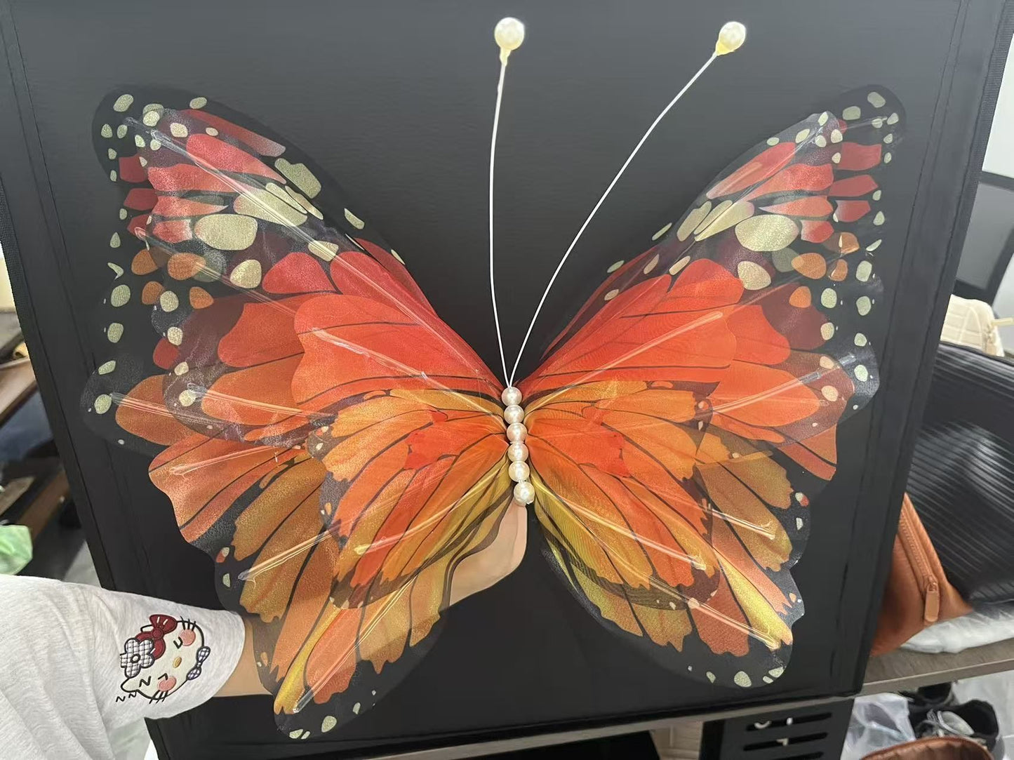 1/2/4pcs 50cm 3D Gradient Silk Butterfly,Wavy Petal Edge,Glitter Org Layered,for Wedding/Party/Photo Gift
