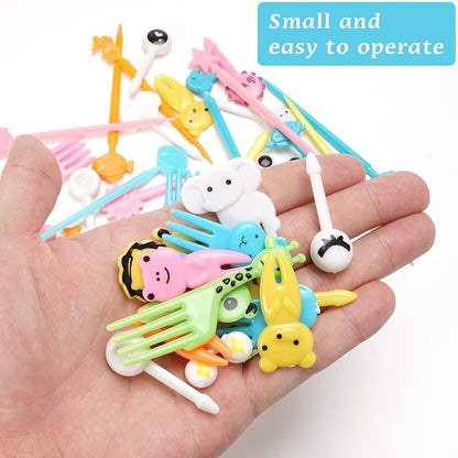 Mini Garfos de Fruta para Crianças Animais Fofos Palitos para Lanches com Cortador de Vegetais Conjunto de Divisórias de Silicone para Lancheira