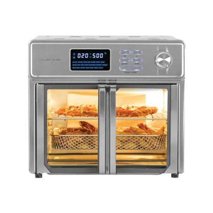 Forno Torradeira e Fritadeira Elétrica de Bancada 10 em 1 de 24 Litros com Portas Francesas de Vidro Grandes e 9 Acessórios para Cozinhar Eficientemente: I