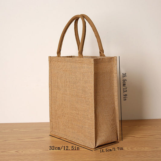 Bolsa feminina de juta, sacola de compras de grande capacidade, bolsa de viagem, bolsa masculina aberta