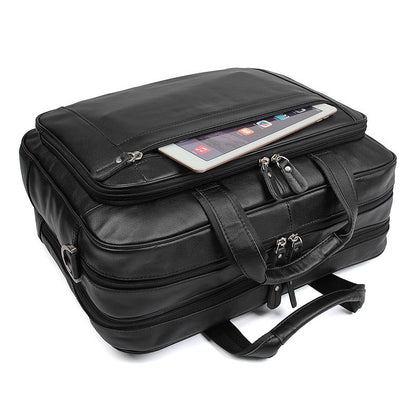 High Quality Genuine Leather Men Briefcase Business bag Crazy Horse Leather Large 17"inch Laptop Bag male Portfolio Office Case