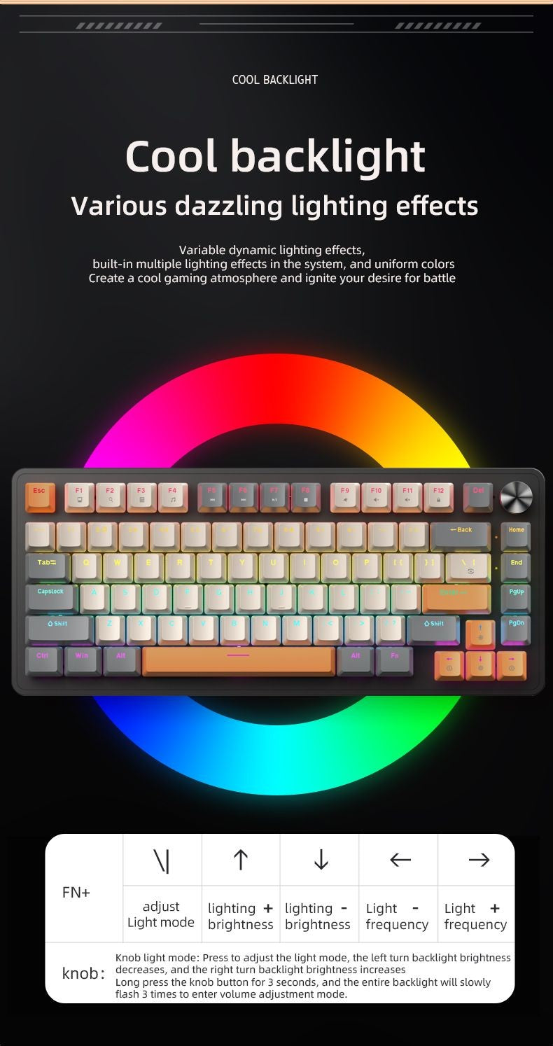 Teclado Mecânico com Fio 75% com Botão de Mídia, Teclado Gamer Preto APAYADO, Hot-Swap, Retroiluminação de Caractere Transparente com Teclas ABS
