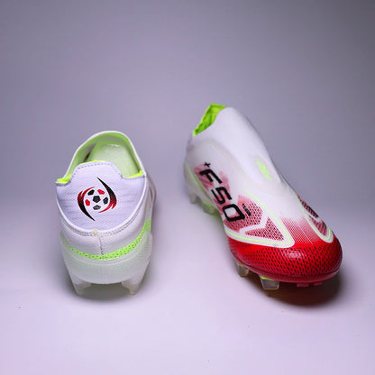 SLIP-ON Mens Soccer Shoes Non-Slip Turf Soccer Cleats for Youth  Without-Lace TF/FG Training Football Boots Chuteira Campo 35-45