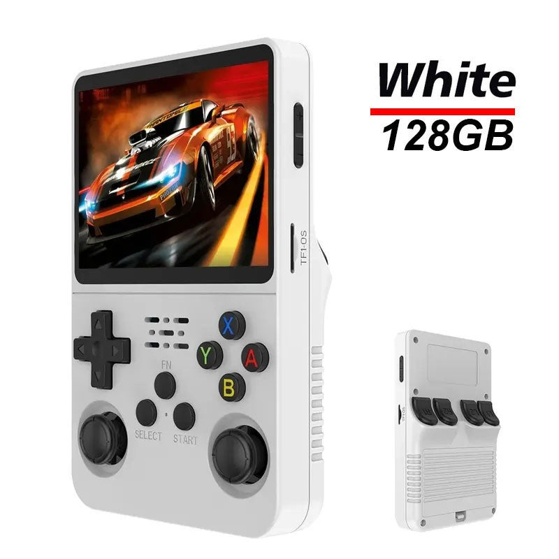 Console de Videogame Portátil Retrô R36S Sistema ARKOS Tela IPS de 3,5 Polegadas Clássico Player de Vídeo Portátil de Bolso Presente de 128G com Jogos