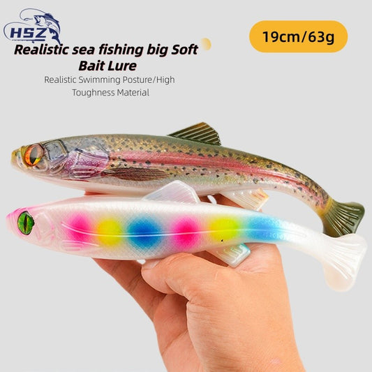 Isca Macia Grande Olho de Peixe 3D 19cm/63g Alta Resiliência Isca Falsa Artificial Adequada para Pesca de Barco e Pesca Marinha Isca Macia