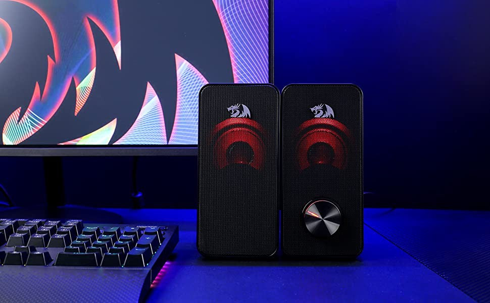 Caixa de Som Redragon GS500 Stentor USB para PC Gamer, Estéreo 2.0 Canais, com Iluminação
