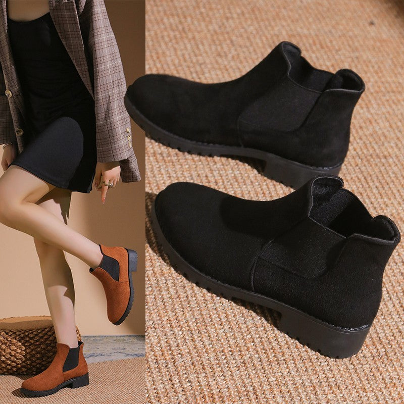Women Boots Chunky Heel Platform British Style Thick Sole Increase Height Casual Chelsea Boots For Autumn And Winter Casual Wear