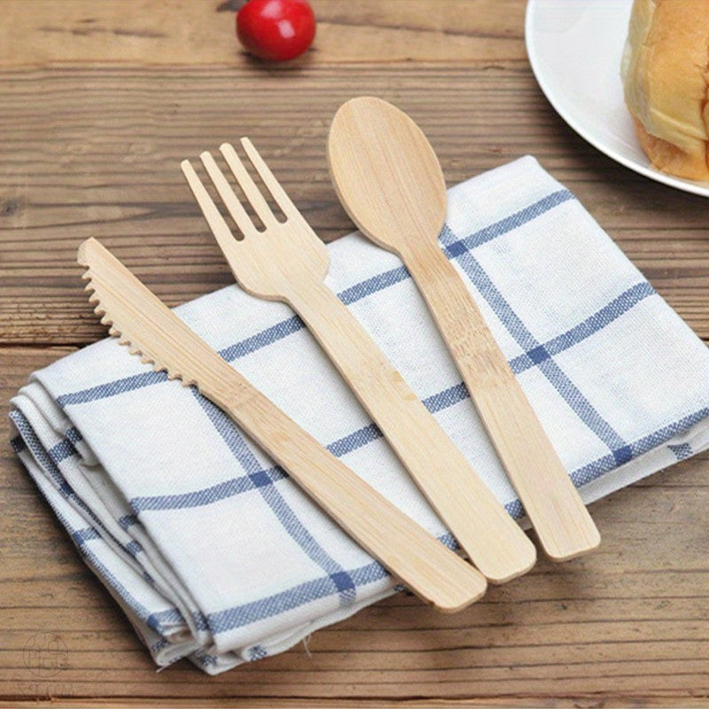 50/100Pcs Bamboo Spoon Fork Knife Natural Disposable Bamboo Tableware Set Forks Spoons Knives Party Wedding Bamboo Tableware