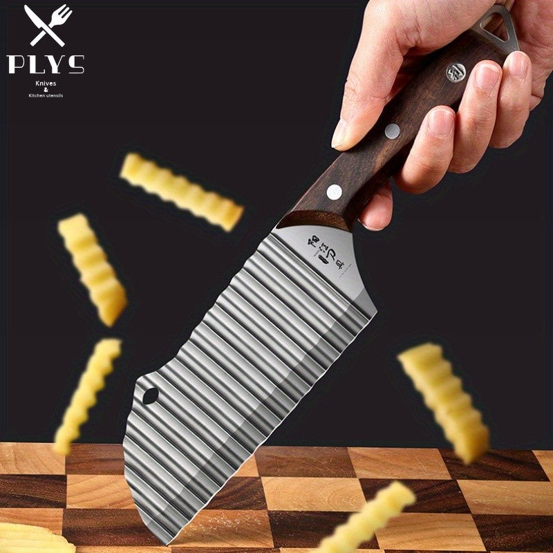 PLYS Potato Slicer Stainless Steel Sharp Wolf Tooth French Fry Cutting Knife Kitchen Multifunctional Wave Blade Potato Knife