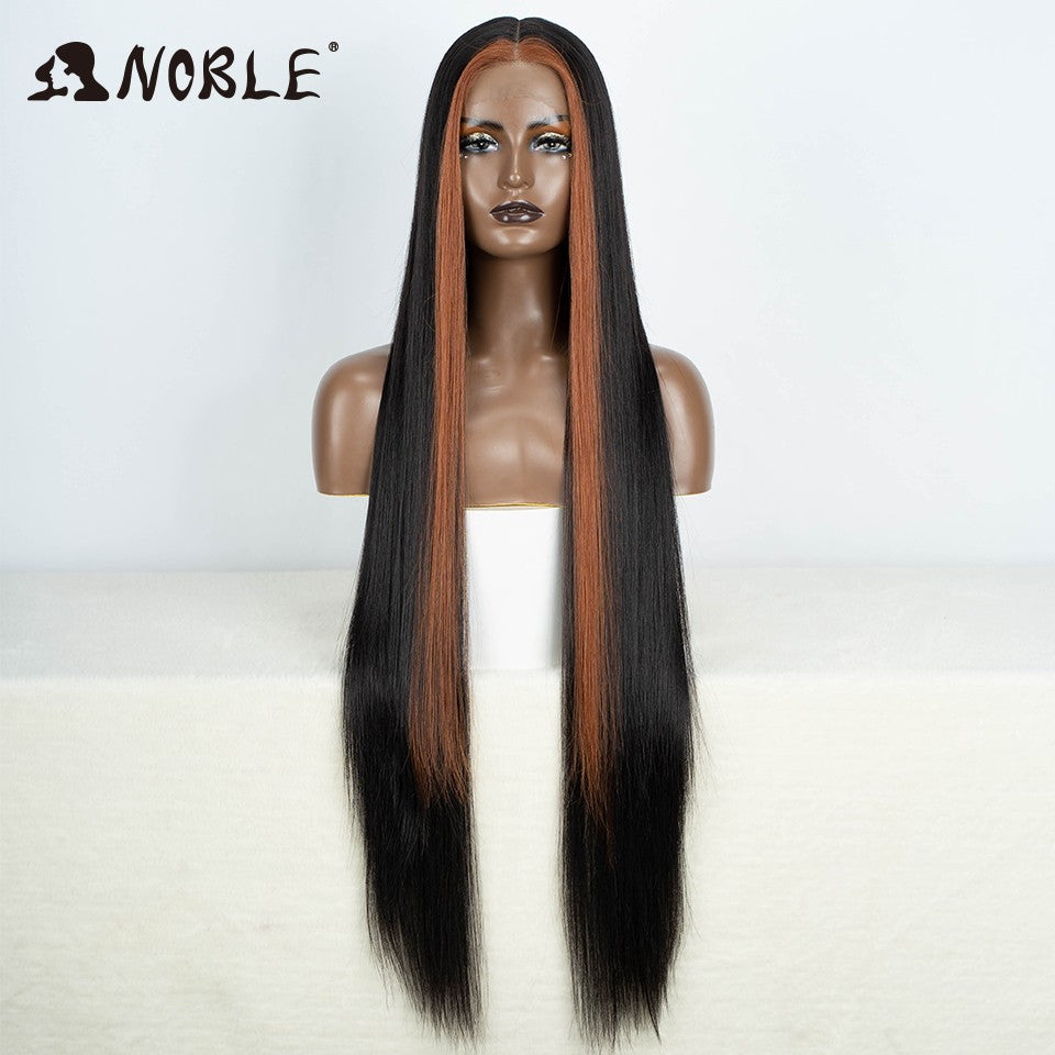 Perucas Noble Cosplay Para Mulheres Negras Perucas Sintéticas Lisas de Renda de 38 Polegadas Peruca Loira Ombre de Renda Peruca Sintética Loira de Renda Cosplay