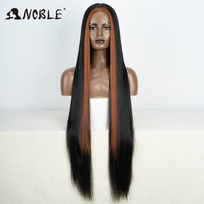 Perucas Noble Cosplay Para Mulheres Negras Perucas Sintéticas Lisas de Renda de 38 Polegadas Peruca Loira Ombre de Renda Peruca Sintética Loira de Renda Cosplay