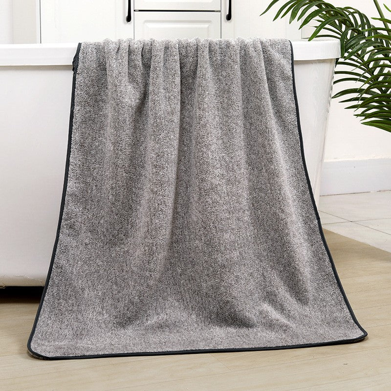 Bamboo charcoal fiber bath towel, dry hair cap, coral velvet, thickened shower gift, antibacterial towel, quick drying for men a